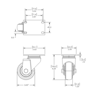 31-SPD3-0 MODULAR SOLUTIONS CASTER 3" SWIVEL TOP PLATE